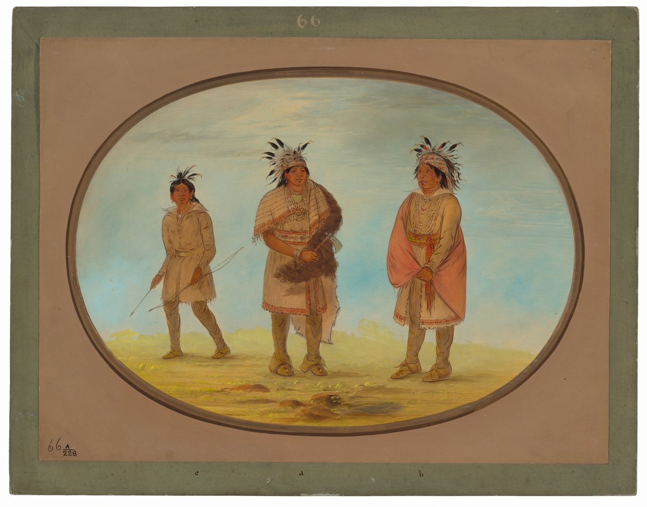 Zwei Weeah-Krieger und eine Frau von George Catlin