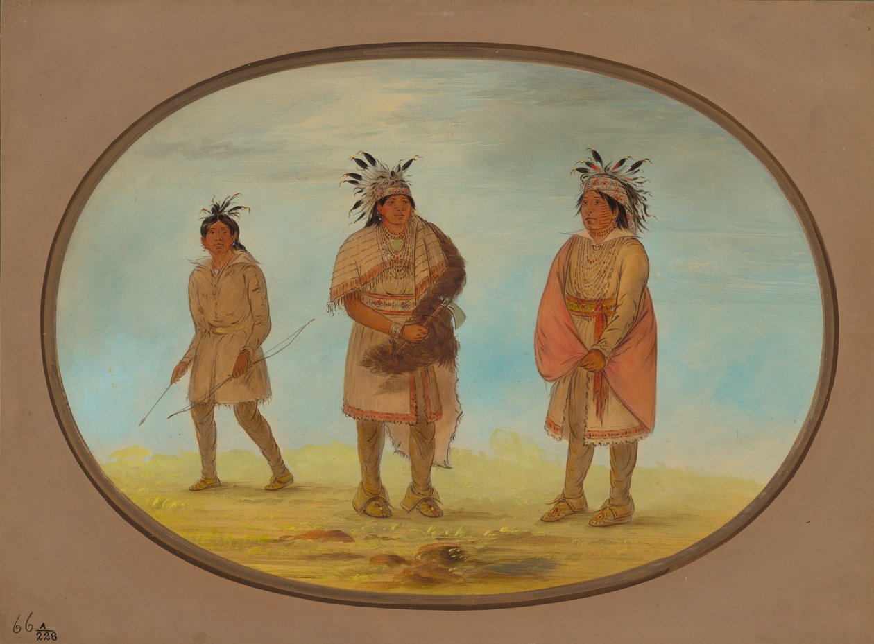 Zwei Weeah-Krieger und eine Frau, 1861-1869 von George Catlin