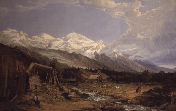 Alpenlandschaft mit Figuren an einem Gebirgsbach von George Clarkson Stanfield
