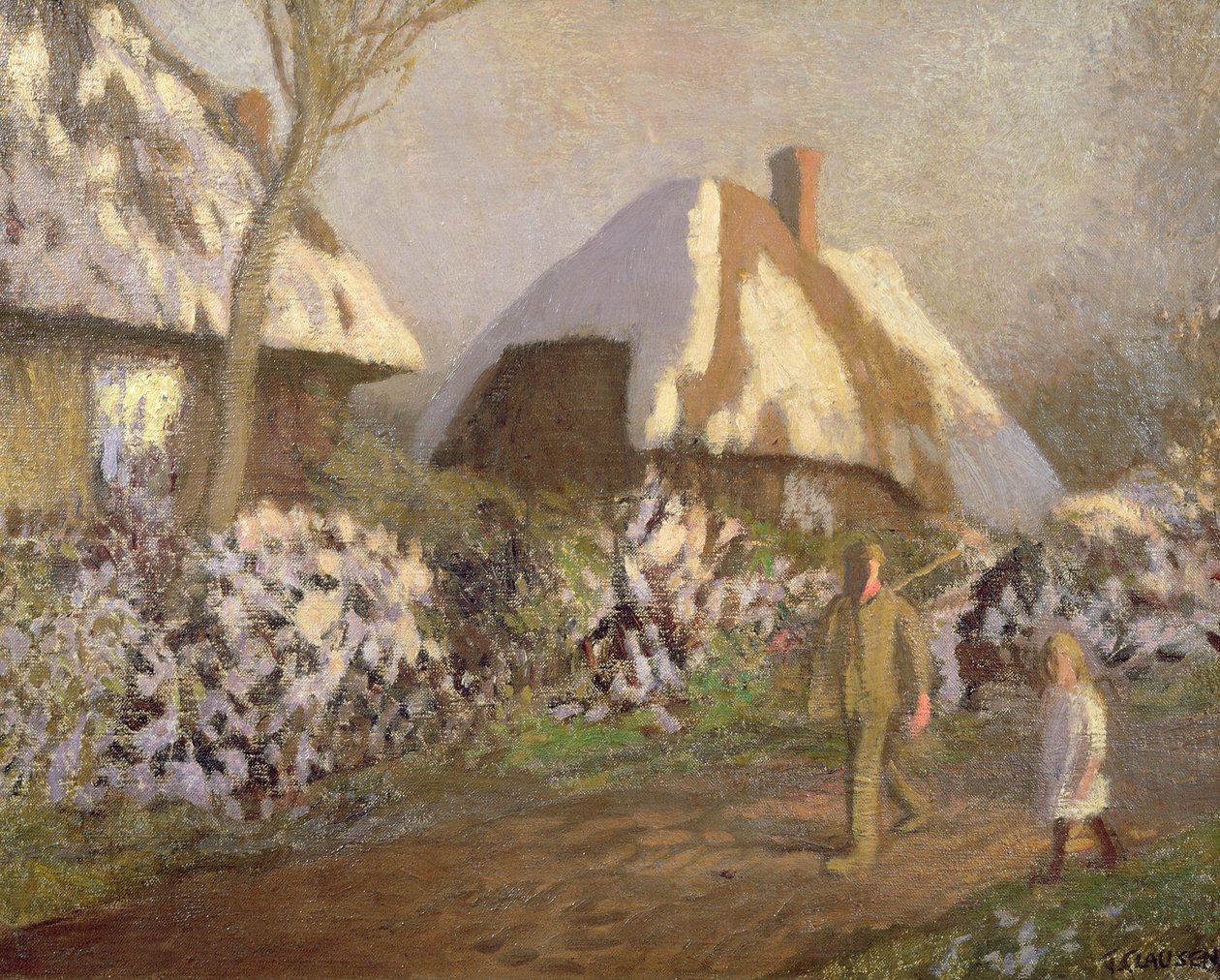 Häuser am frostigen Nachmittag von George Clausen