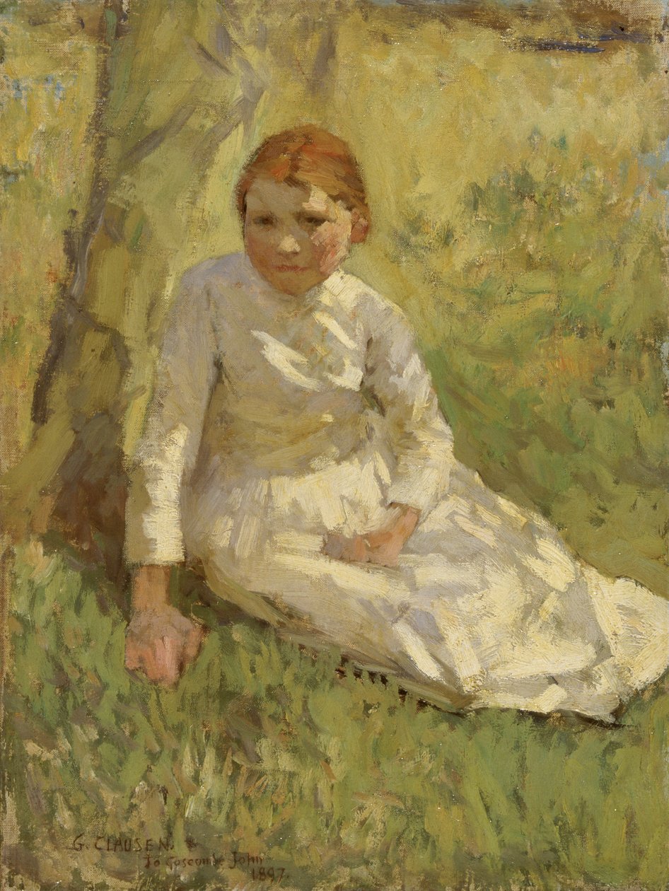 Mädchen auf einem Feld von George Clausen