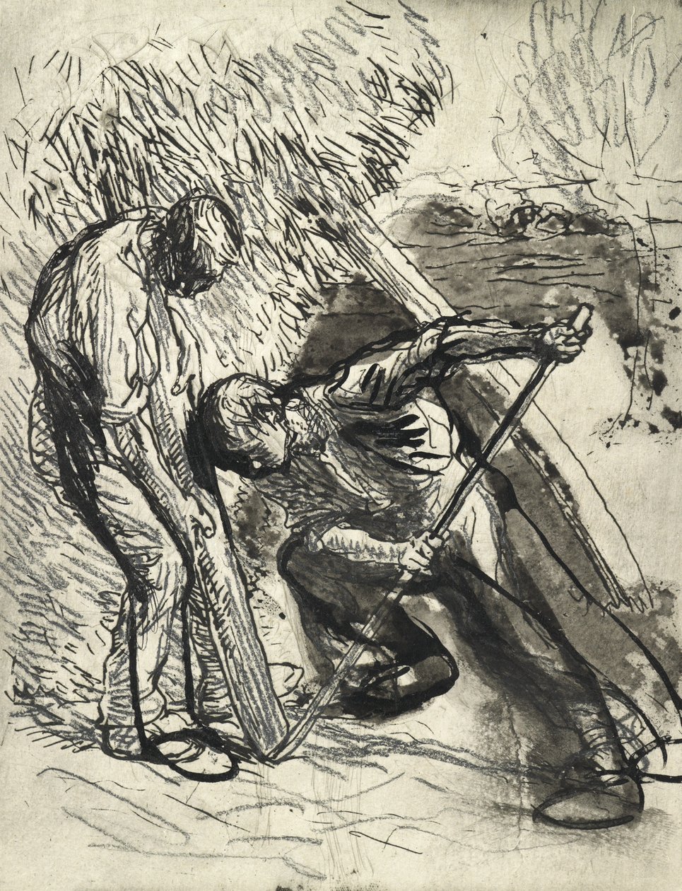 Den Heuschober stützen, ca. 1900 von George Clausen