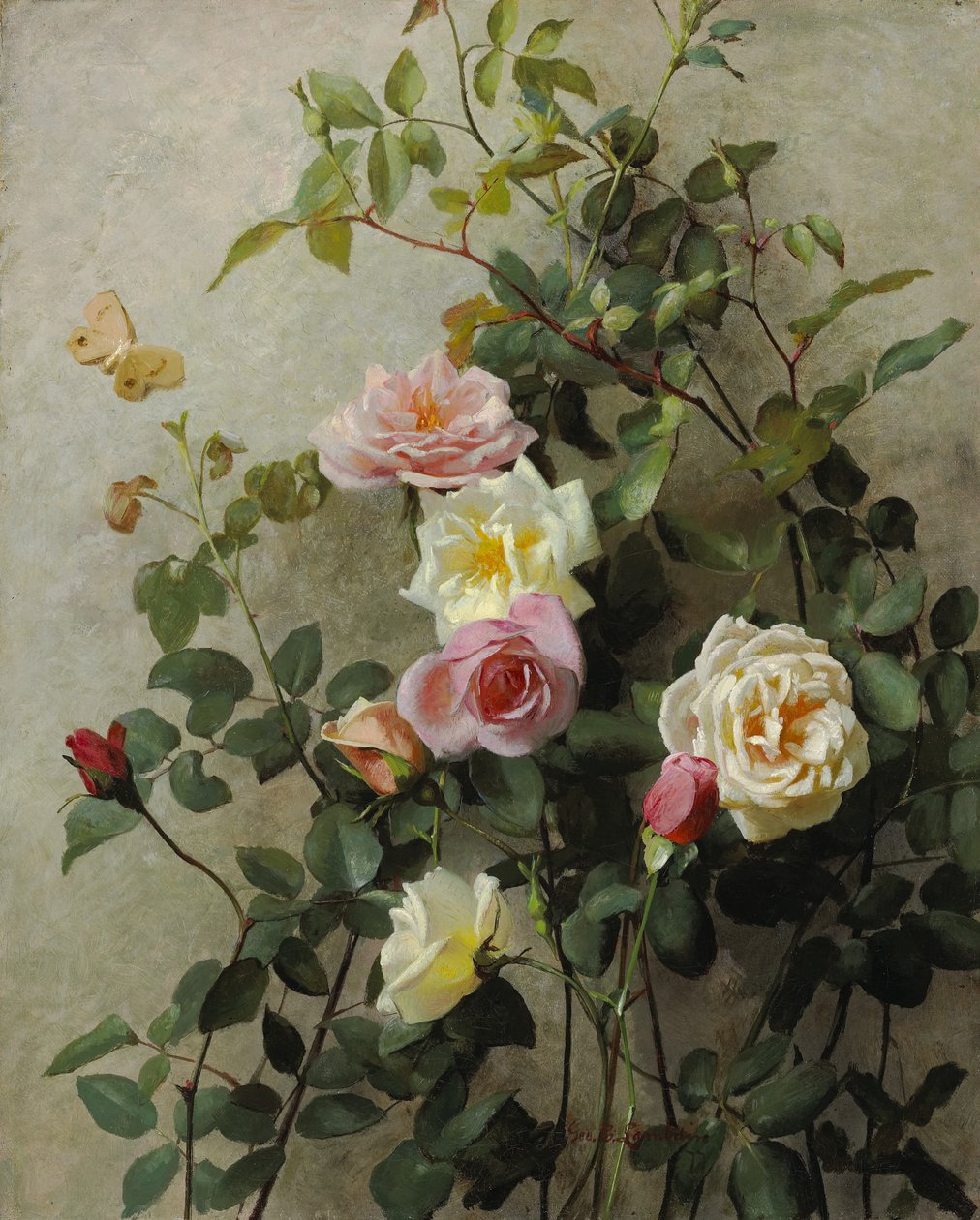 Rosen an einer Wand, 1877 von George Cochran Lambdin