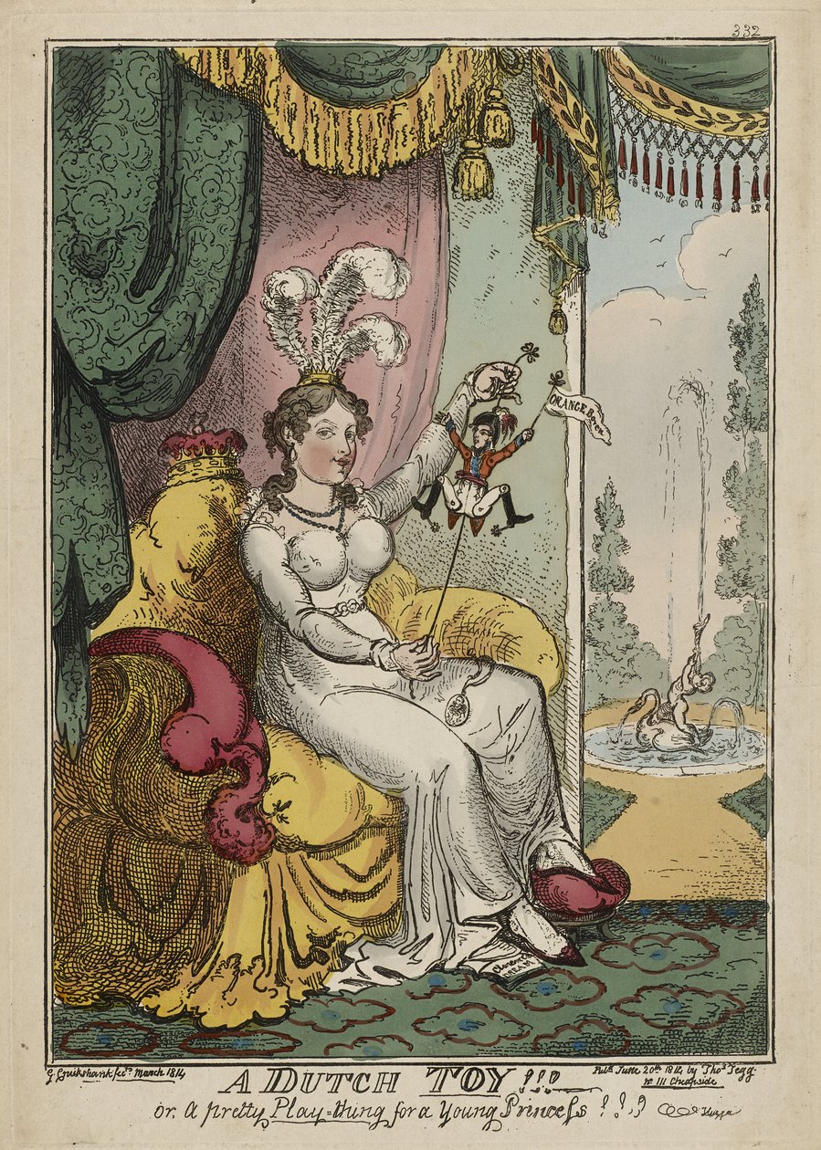 Ein holländisches Spielzeug!!! oder, Ein hübsches Spielzeug für eine junge Prinzessin!!! Huzza, März 1814, veröffentlicht am 20. Juni von George Cruikshank