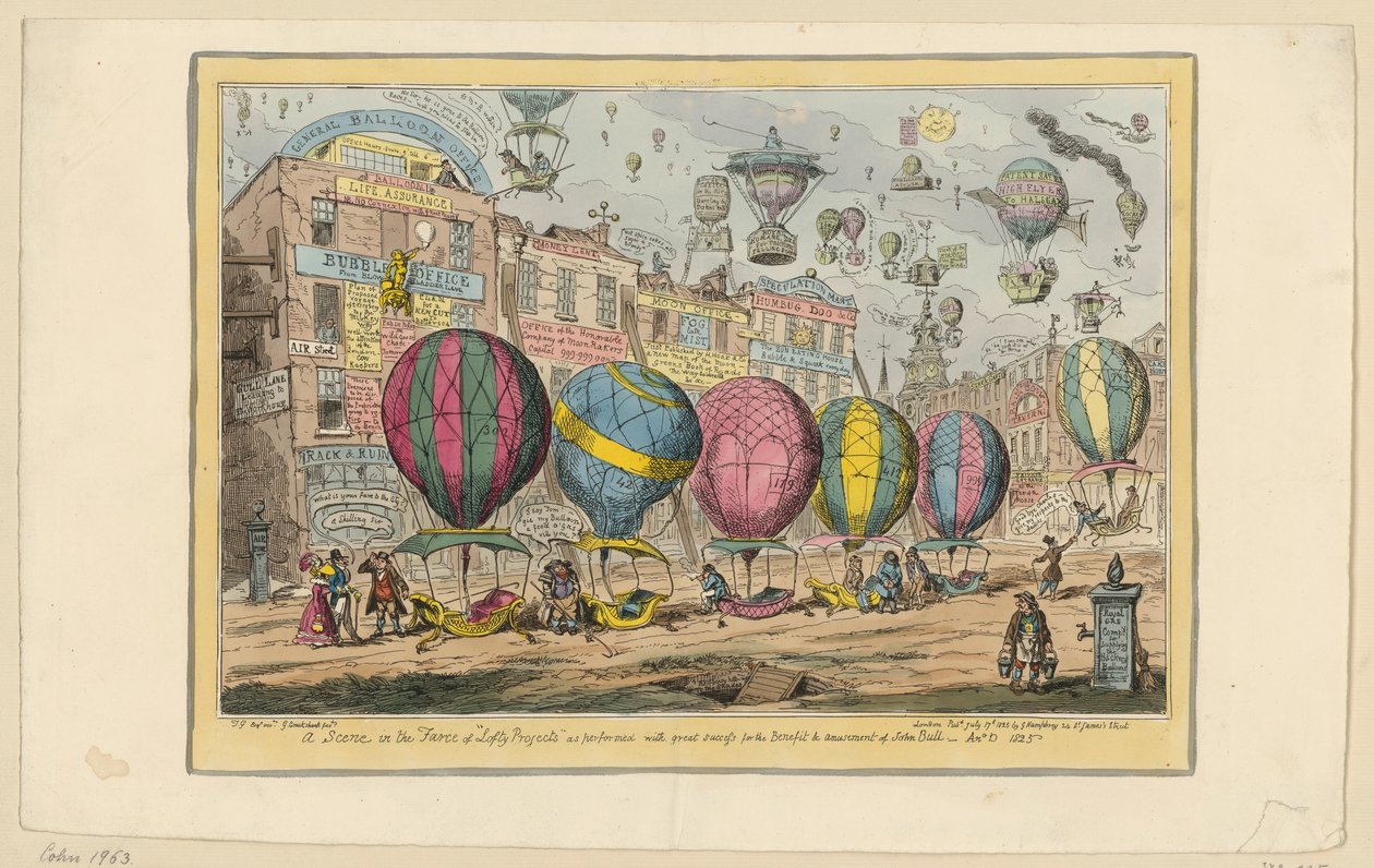 Eine Szene in der Farce "Hohe Projekte" aufgeführt mit großem Erfolg zum Nutzen und Vergnügen von John Bull von George Cruikshank