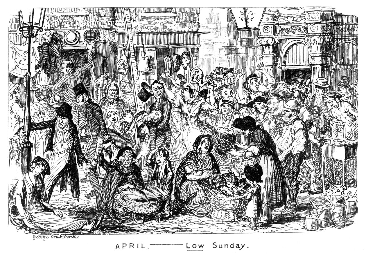 April - Weißer Sonntag, 19. Jahrhundert von George Cruikshank