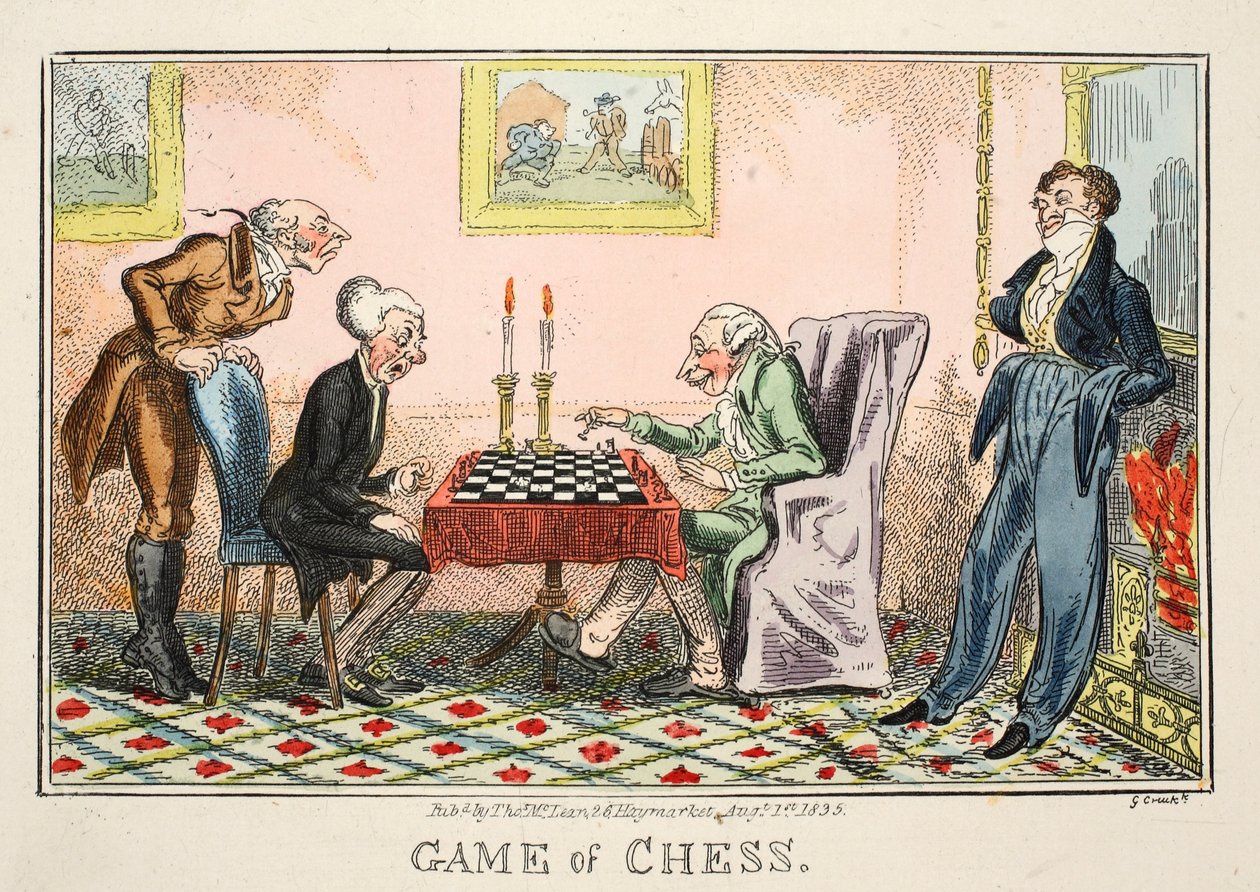 Schachspiel, veröffentlicht von Thomas McLean, 1835 von George Cruikshank