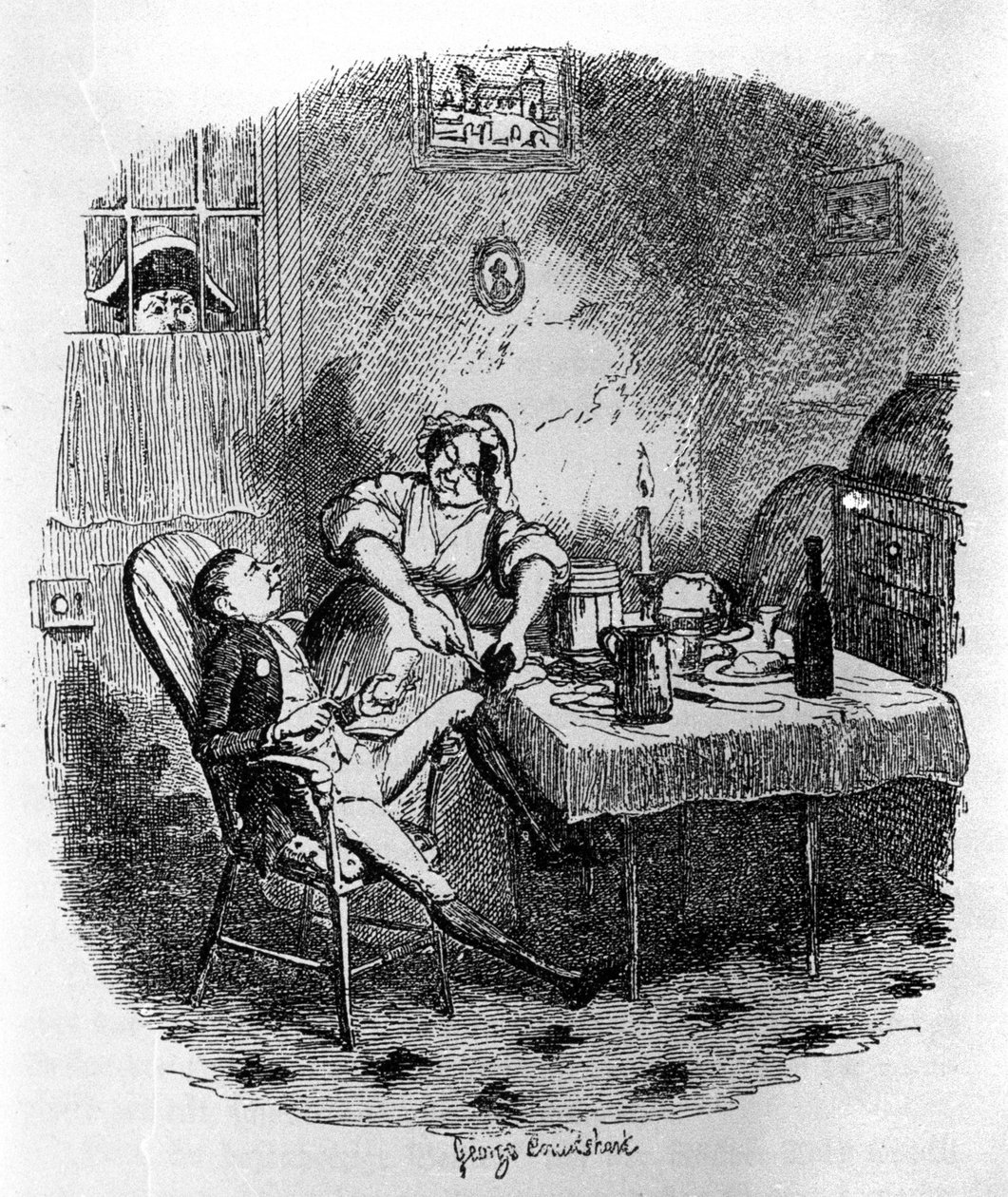 Illustration für „Oliver Twist“ (Olivier) von Charles Dickens (1812-1870), von George Cruikshank (1792-1878) von George Cruikshank