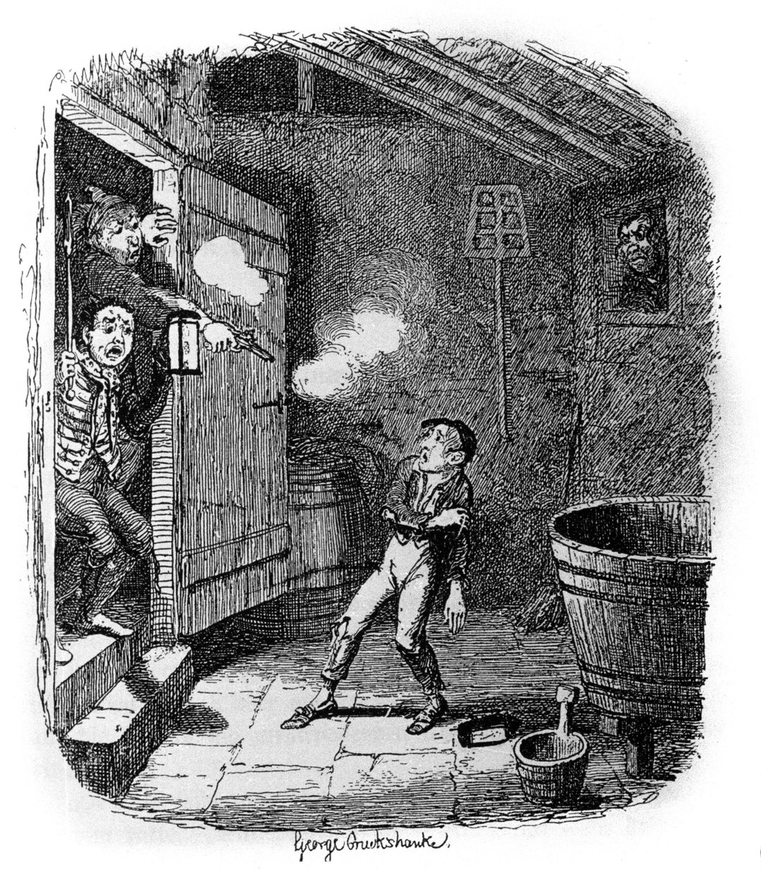 Illustration für „Oliver Twist“ (Olivier) von Charles Dickens (1812-1870), von George Cruikshank (1792-1878) von George Cruikshank