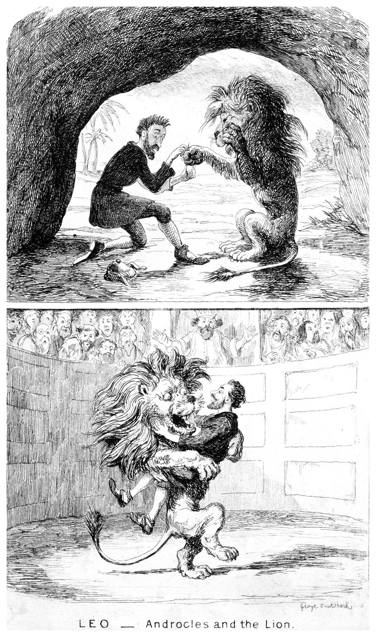 Leo - Androcles und der Löwe, 19. Jahrhundert von George Cruikshank