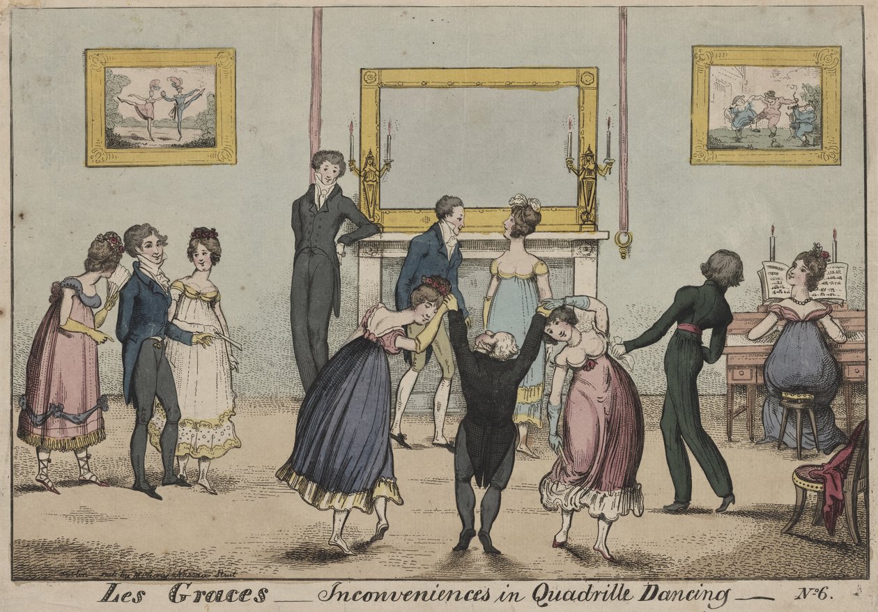 Les Graces, Unannehmlichkeiten beim Quadrilletanz, 1817 von George Cruikshank