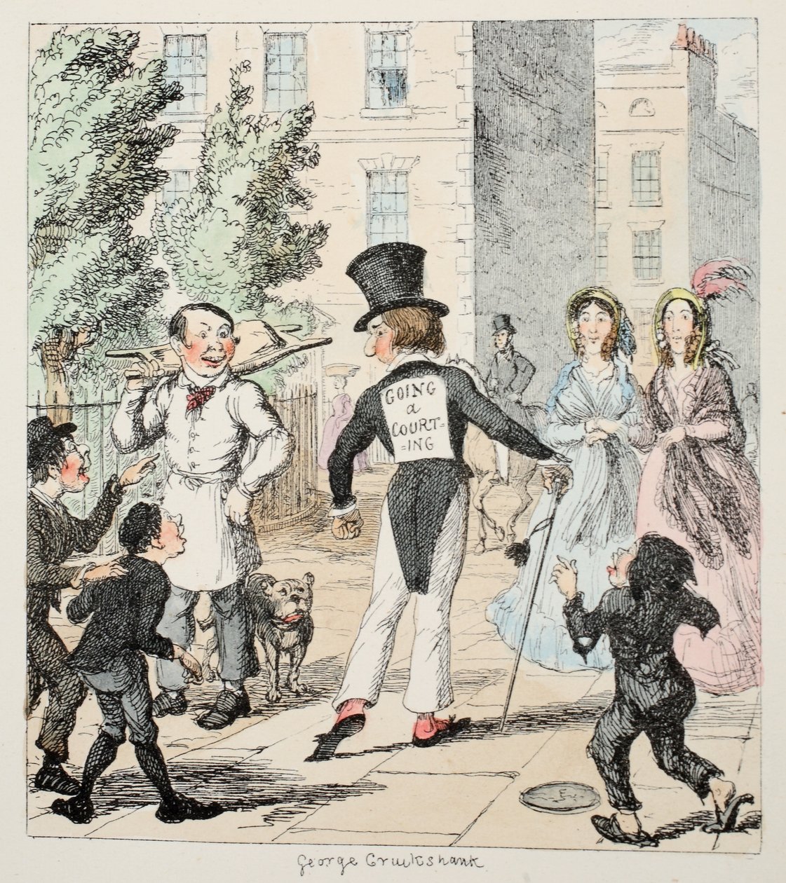 Mr. Lambkin zieht in aller Macht aus, mit der geheimen und liebenswürdigen Absicht, eine gewisse Dame zu töten von George Cruikshank