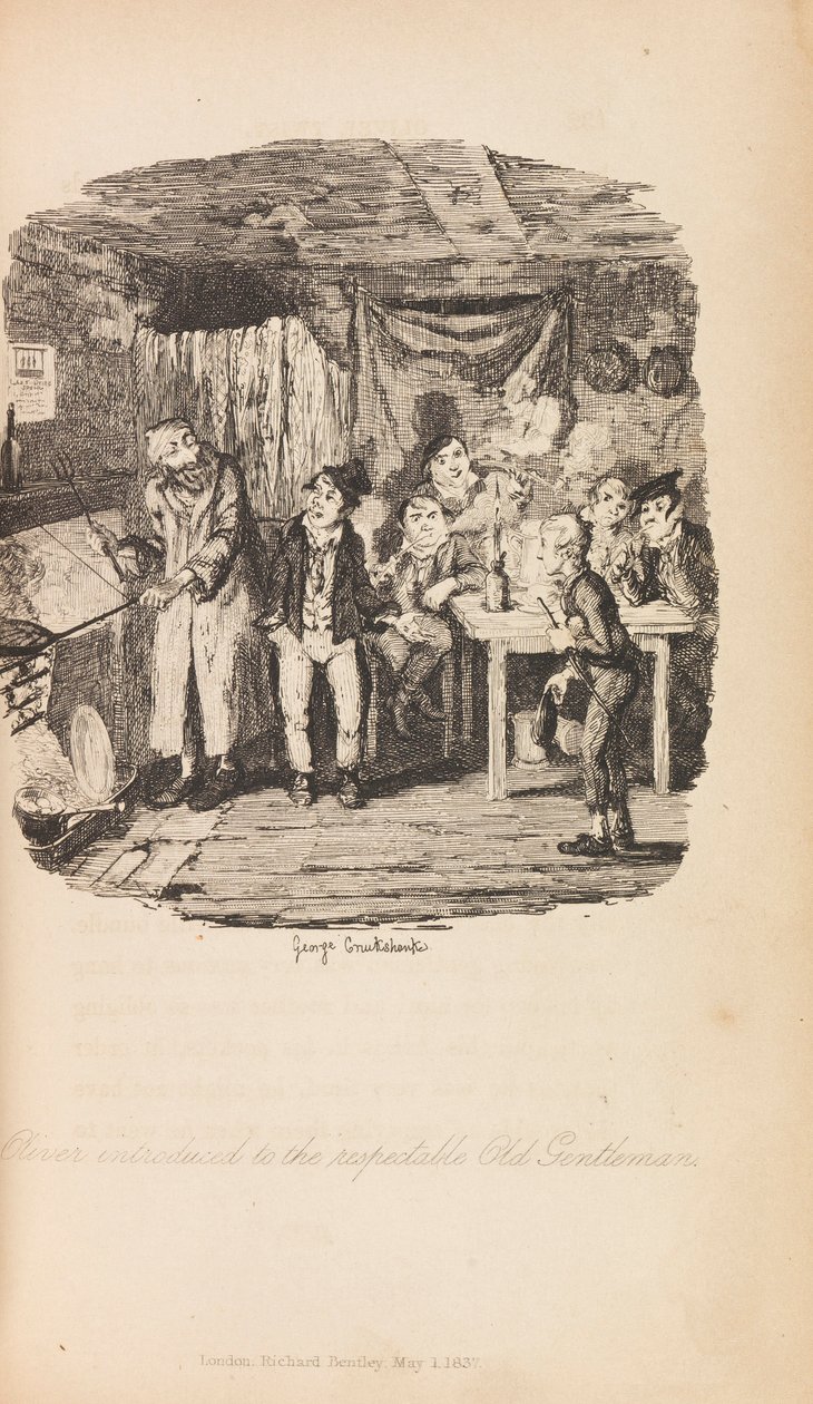 Oliver Twist oder der Weg des Pfarrersjungen von Charles Dickens. Erstausgabe, 1838 von George Cruikshank