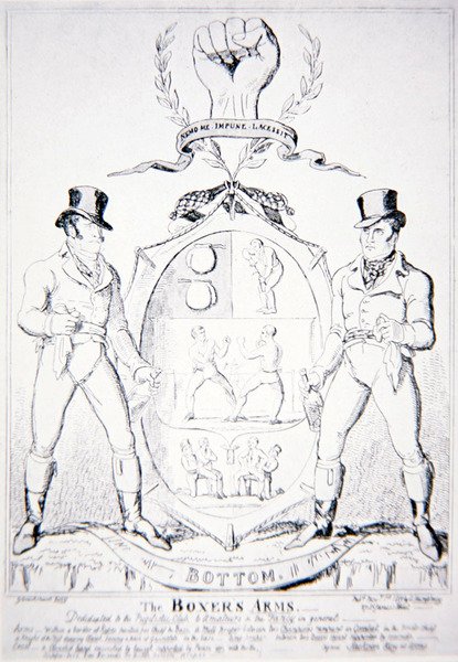 Die Arme des Boxers, gewidmet dem Pugilistic Club, den Amateuren und dem Fancy im Allgemeinen, veröffentlicht von G. Humphrey, London 1891 von George Cruikshank