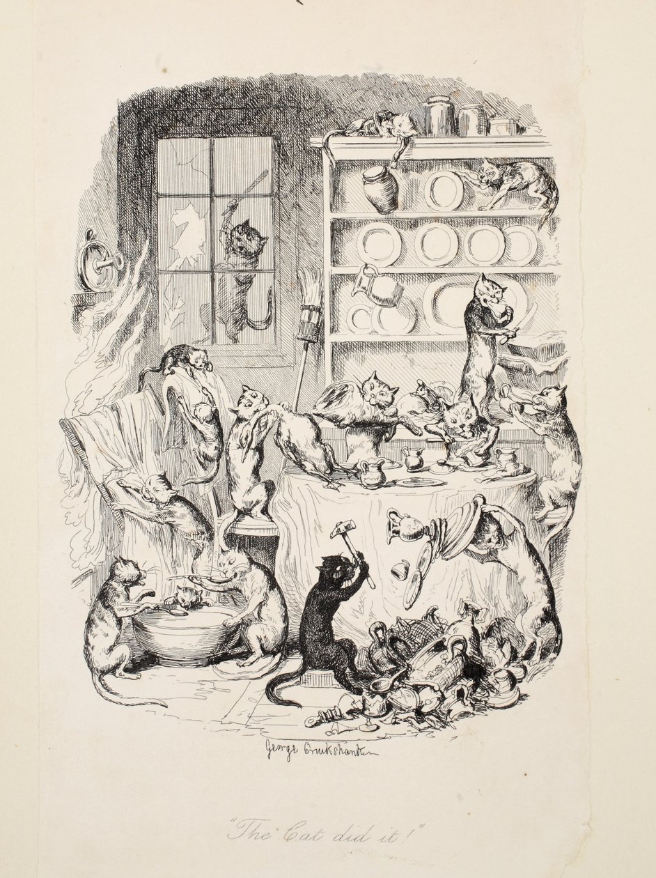 Die Katze hat es getan, aus Die größte Plage des Lebens, veröffentlicht 1847 von George Cruikshank