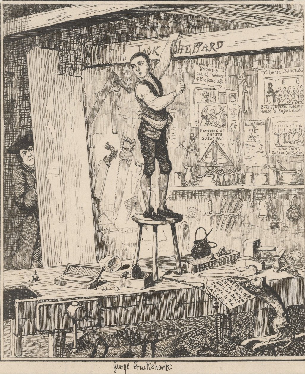 Der Name auf den Balken von George Cruikshank