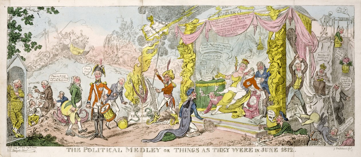 „The Political Medley“ oder „Things as They Were in June 1812“, veröffentlicht 1812 von George Cruikshank