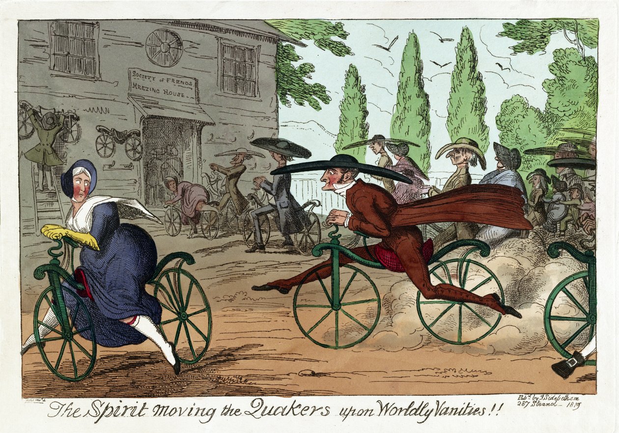Der Geist bewegt die Quäker zu weltlichen Eitelkeiten!!, veröffentlicht 1819 von George Cruikshank