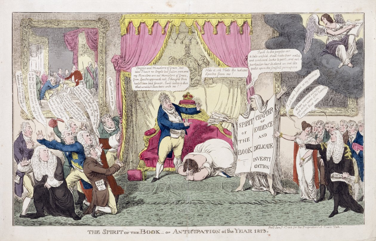 Der Geist des Buches oder, Erwartung des Jahres 1813 von George Cruikshank