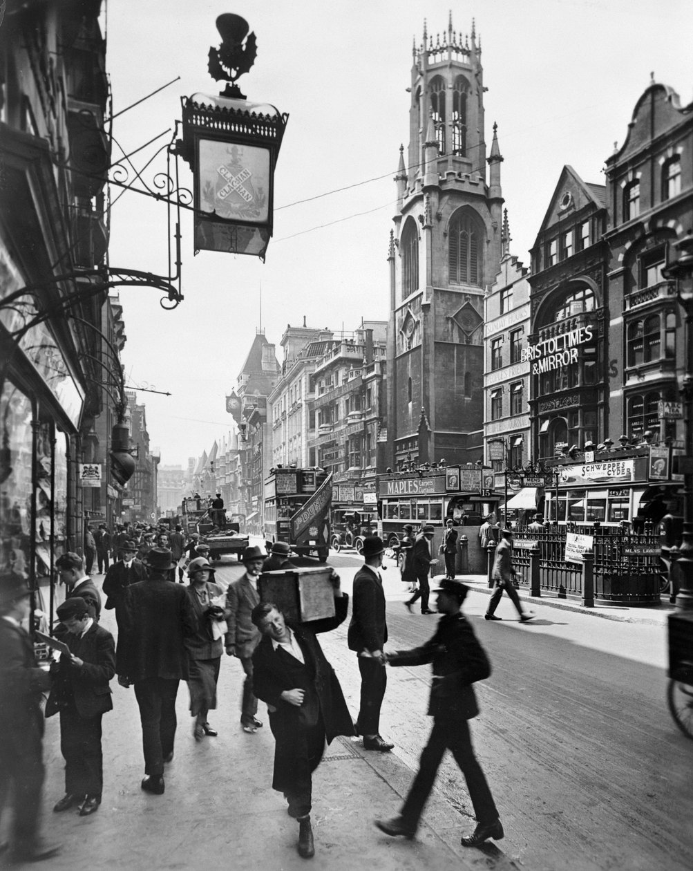 Fleet Street Blick nach Westen, City of London, 1920er Jahre von George Davison Reid