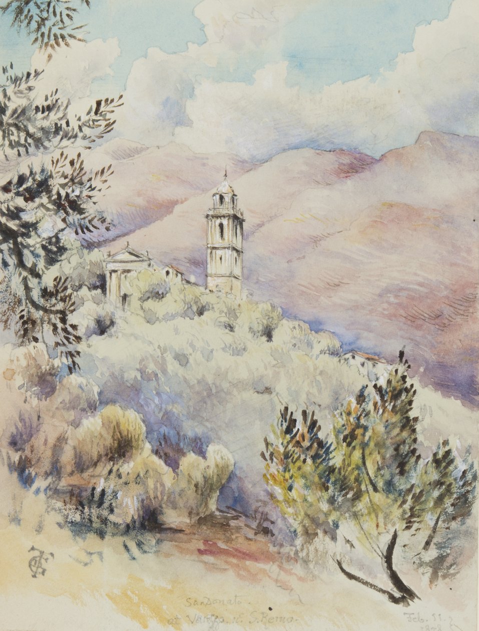 Kirche von San Donato, Varezzo, in der Nähe von San Remo, 11. Februar 1878 von George Douglas Tinling
