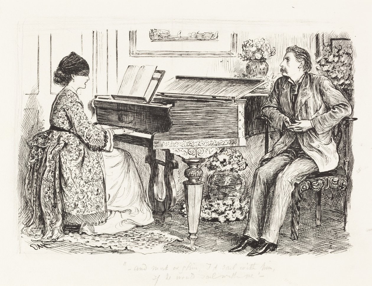 Und Nebel oder Glanz, ich würde mit ihm segeln, wenn er mit mir segeln würde, um 1865 von George Du Maurier
