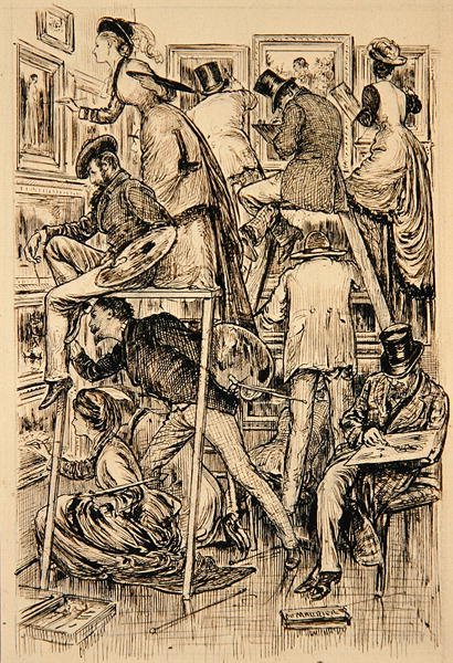 Vernissage-Tag an der Royal Academy von George du Maurier