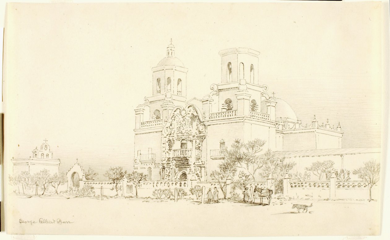 Ohne Titel (Übertragungszeichnung für die Mission San Xavier, Tucson, Arizona) von George Elbert Burr