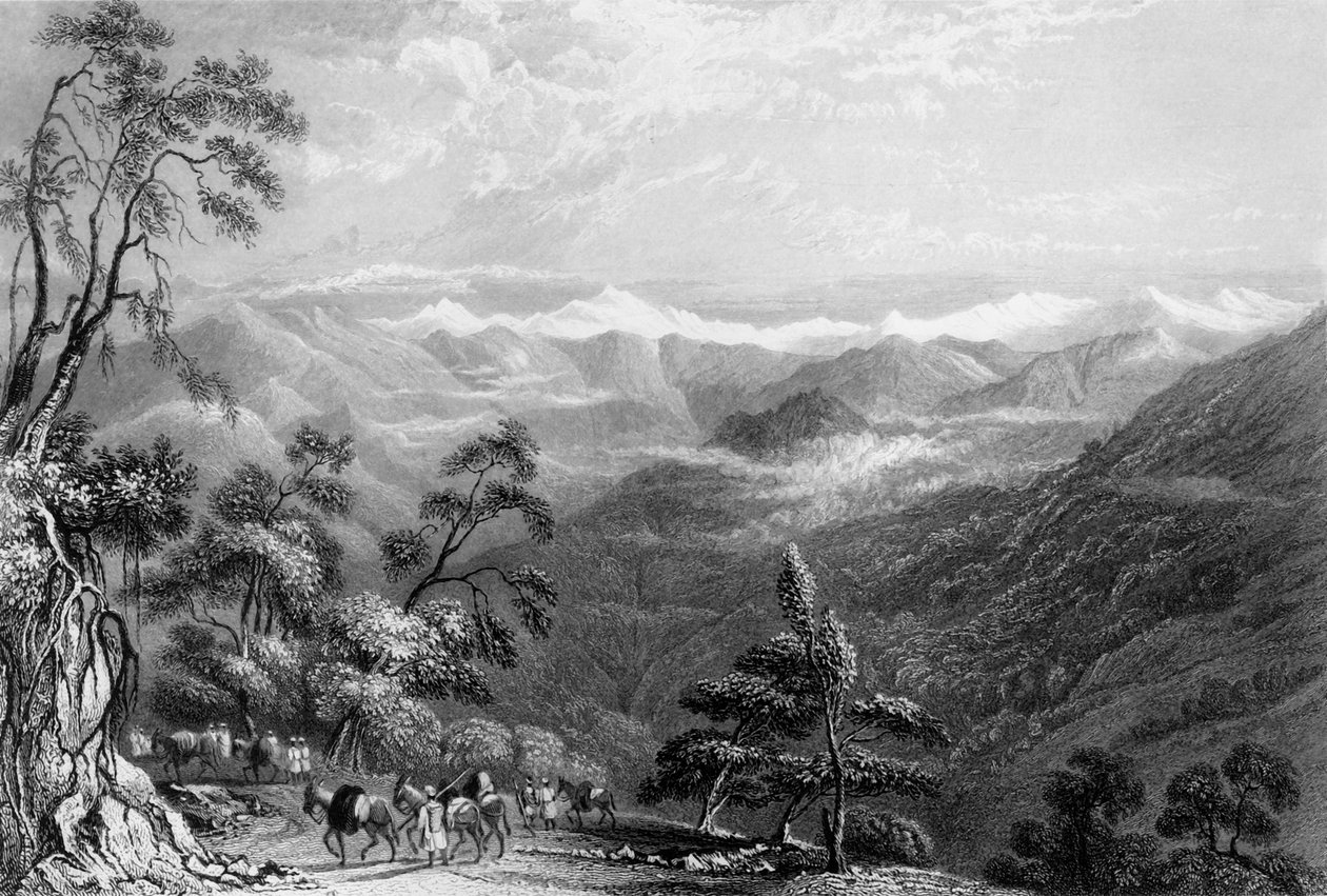 Schneebedecktes Gebirge, von Landour, 1838 von George Francis White