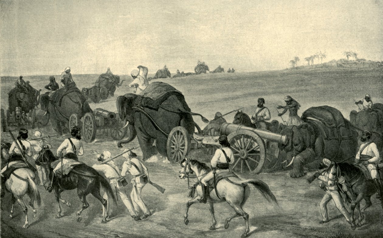 Der Vormarsch des Belagerungsgeschützes nach Delhi, 1857, 1901 von George Francklin Atkinson