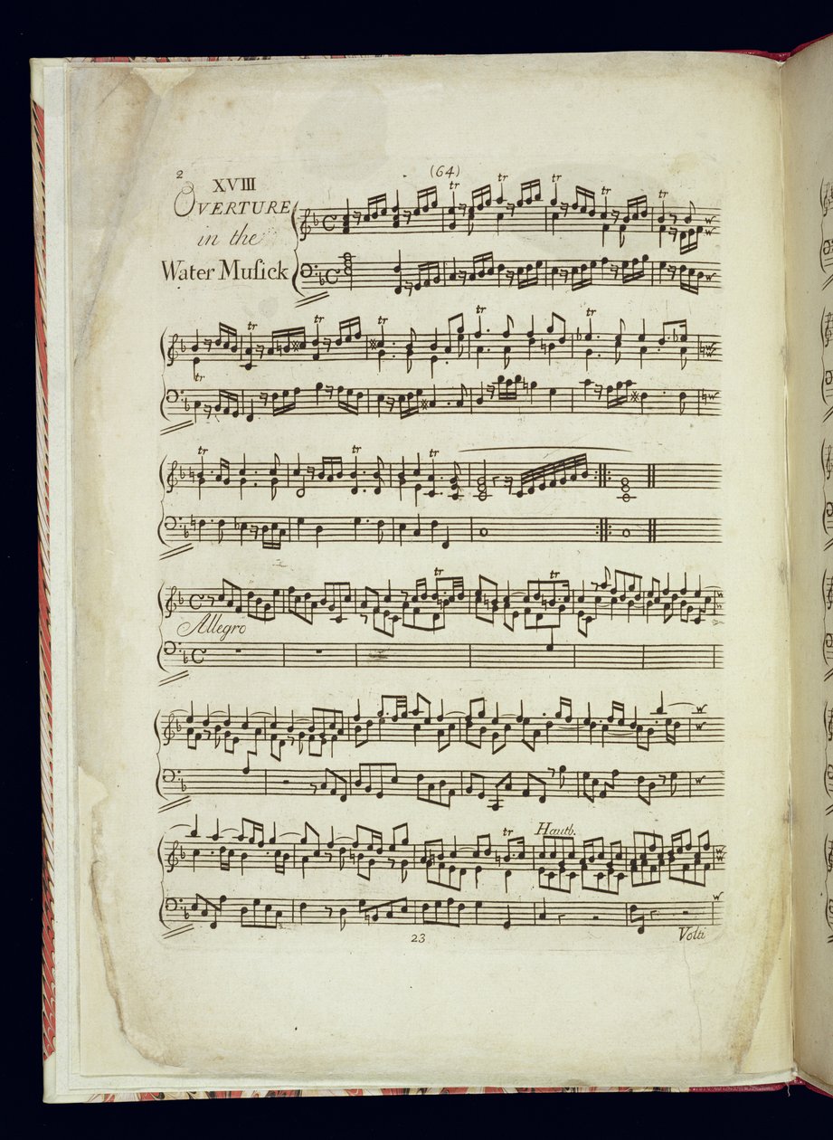 Mu.Ms.447.p2 Seite 1 von Die Wassermusik von George Frederick Handel