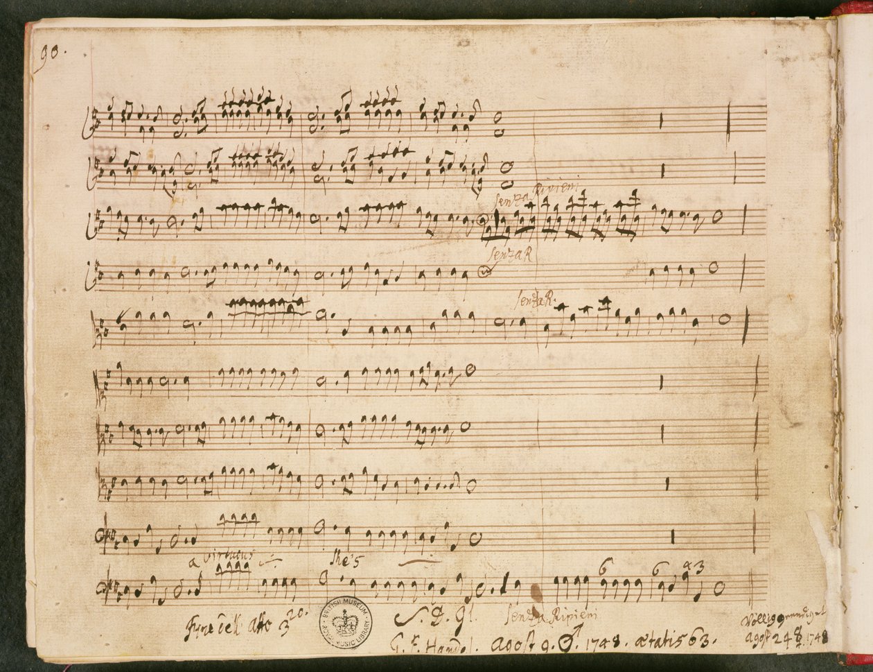 Originalpartitur des letzten Folios aus der Oper 