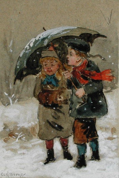 Kinder spielen im Schnee von George Goodwin Kilburne