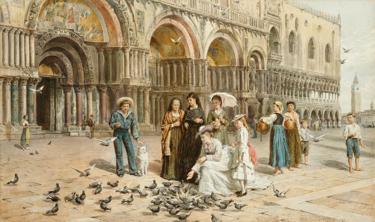 Die Tauben von St. Markus, Venedig, Italien, 1876 von George Goodwin Kilburne