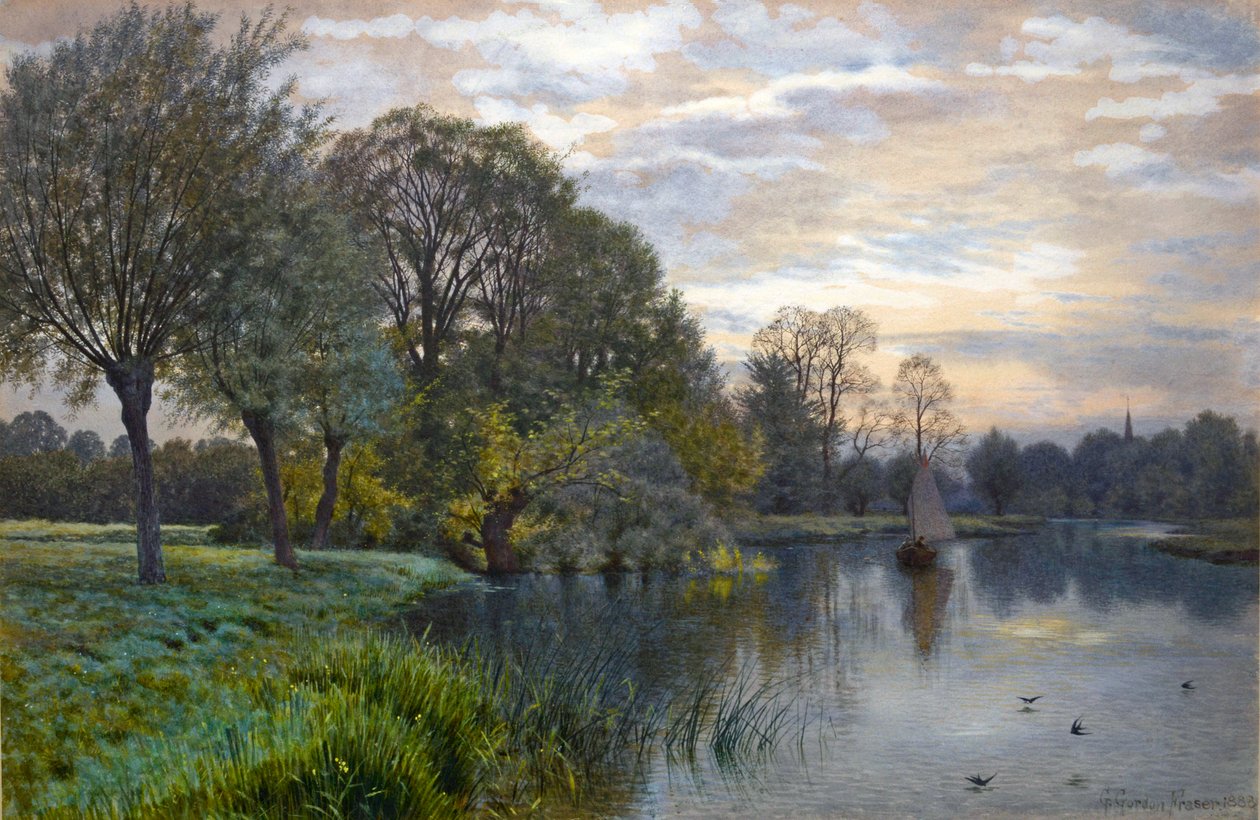 Der Fluss Great Ouse bei Sonnenuntergang von George Gordon Fraser