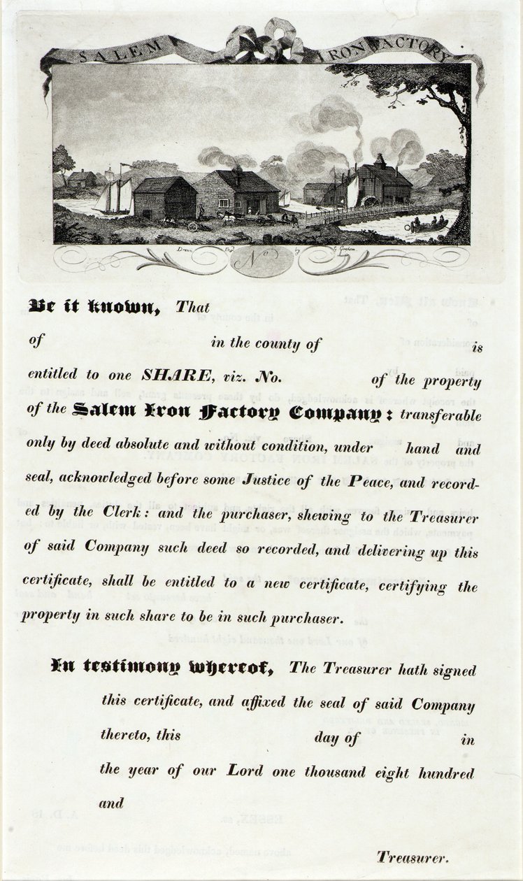 Aktie: Salem Eisenfabrik von George Graham