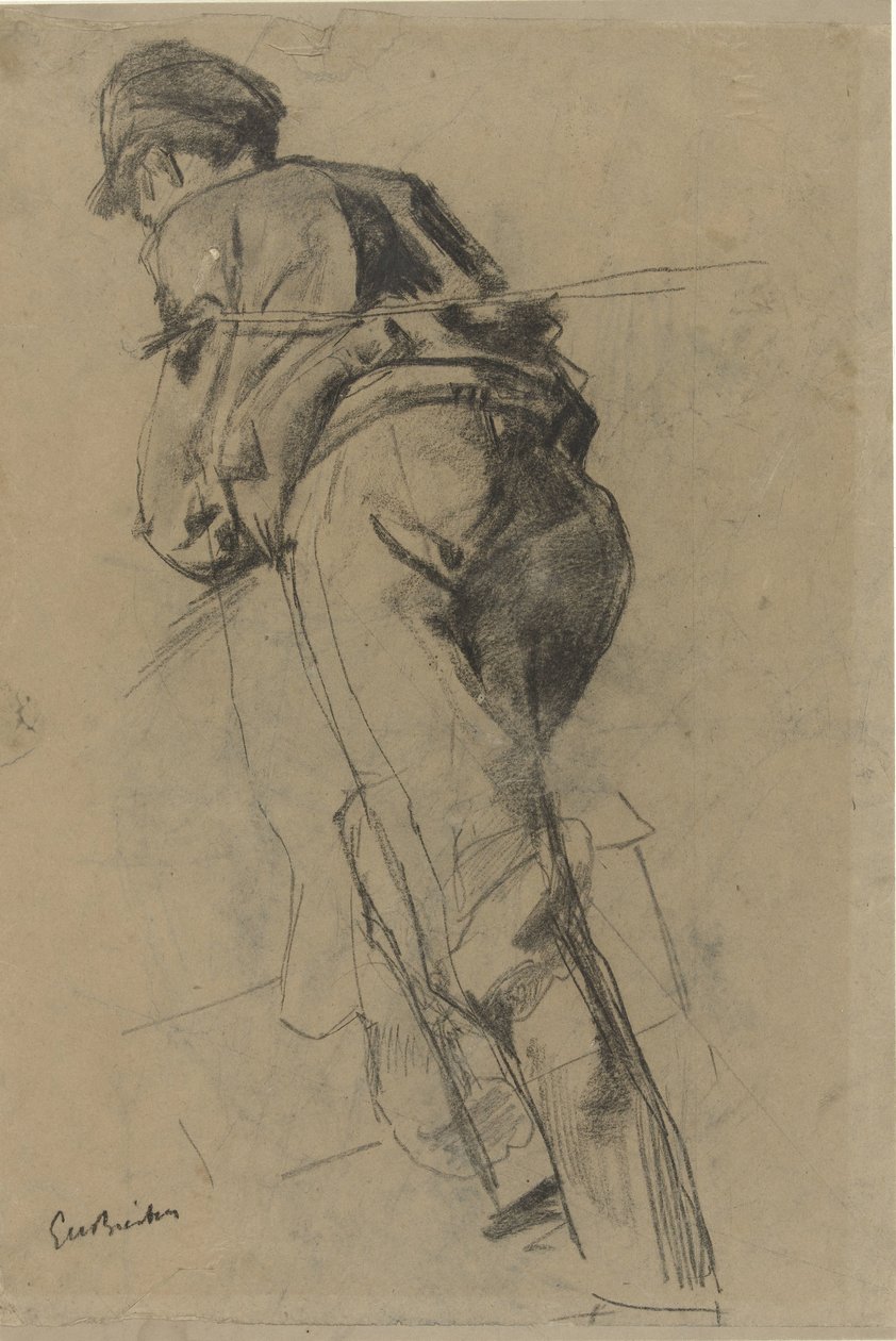 Vorwärts gehender, ziehender Mann von George Hendrik Breitner
