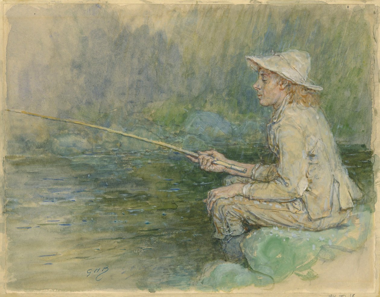 Junge beim Angeln von George Henry Boughton