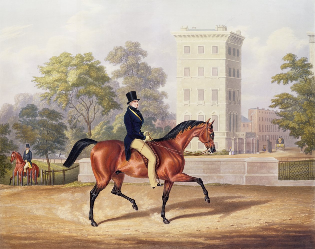 Der Marquis von Anglesea zu Pferd im Hyde Park, in seinem 80. Lebensjahr, graviert von J. Harris, 1847 von George Henry Laporte
