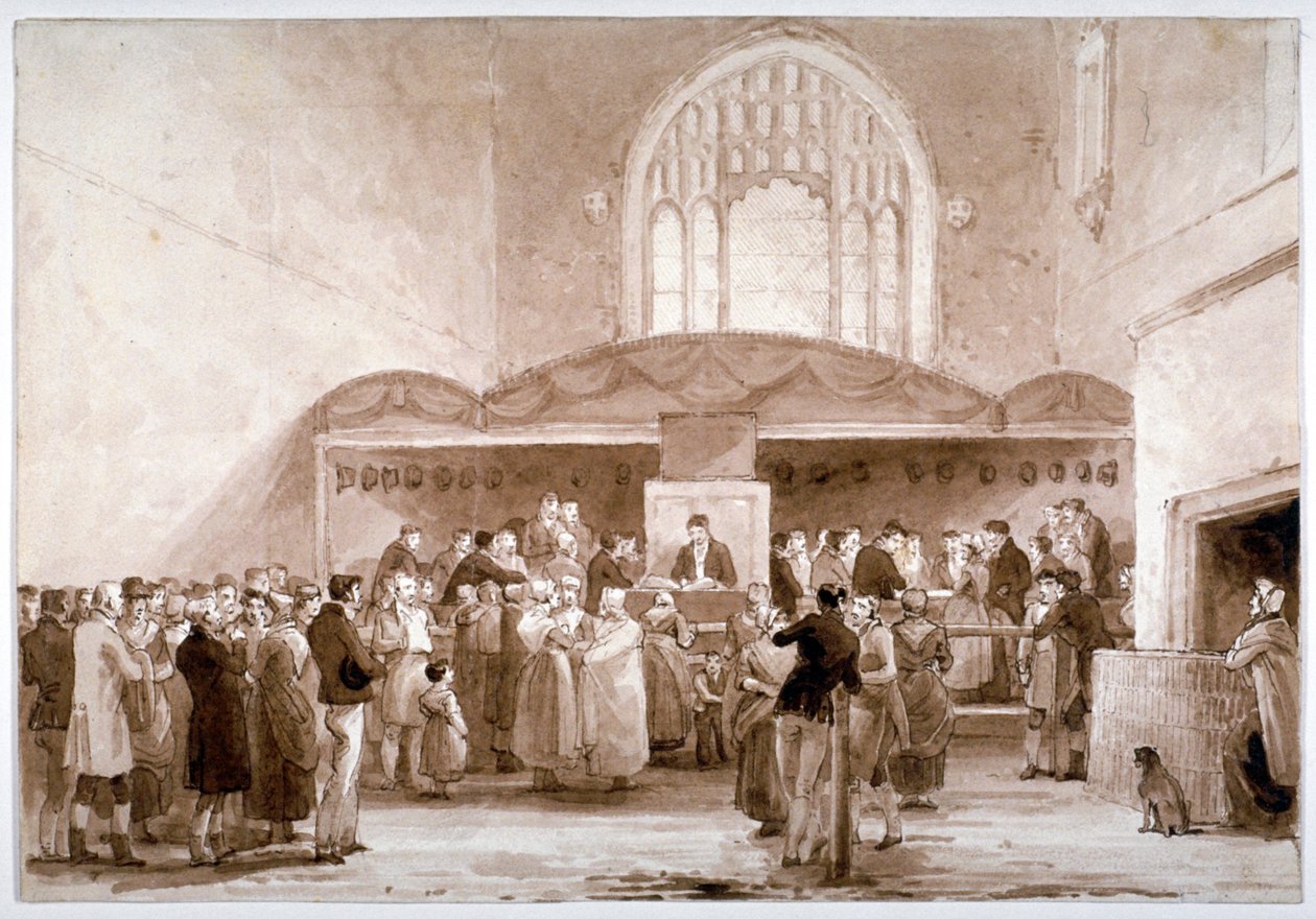 Innenansicht der Guildhall-Kapelle, City of London, 1817 von George Jones
