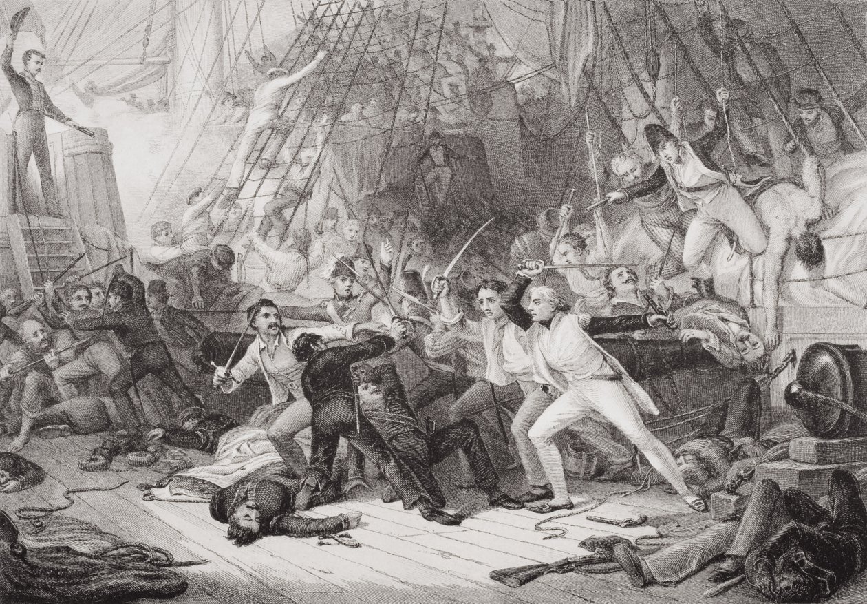 Nelson besteigt die San Josef in der Schlacht von St. Vincent, 14. Februar 1797, aus 