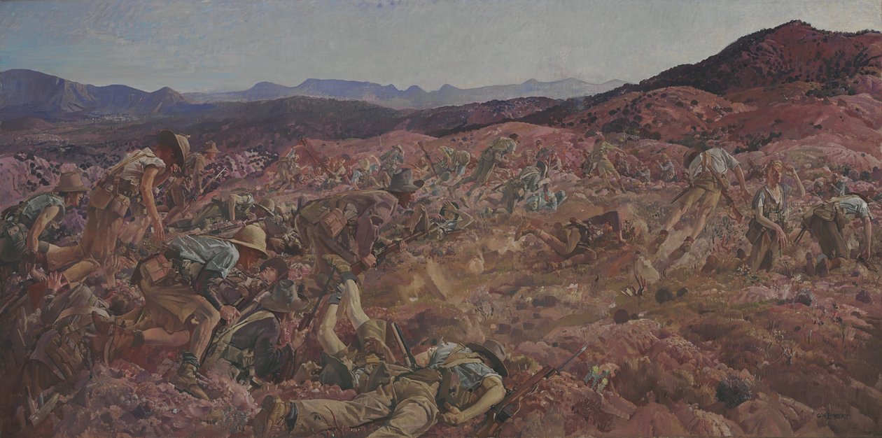 Der Angriff der 3. Leichten Kavalleriebrigade am Nek, 7. August 1915 von George Lambert