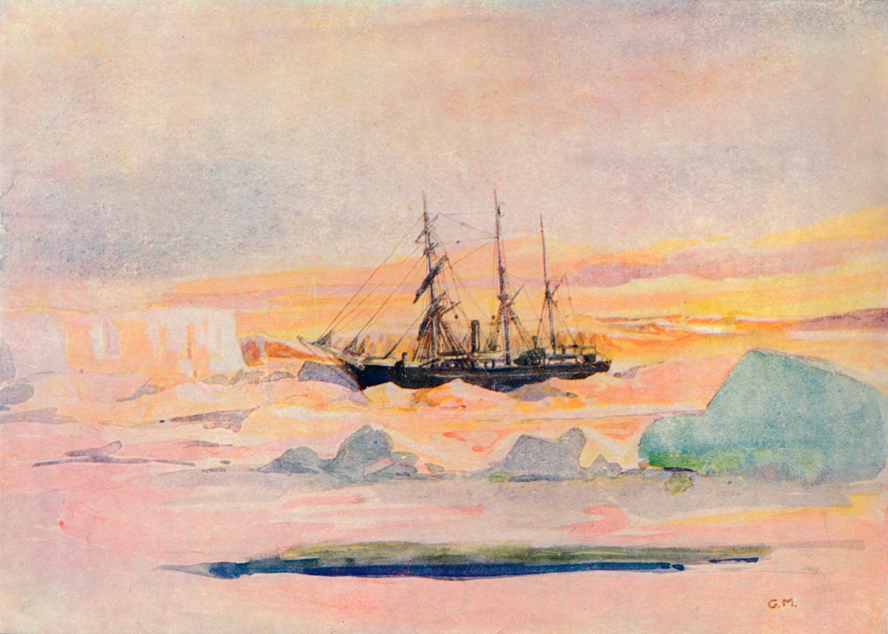Shackletons Schiff, die Nimrod, im McMurdo-Sund von George Marston