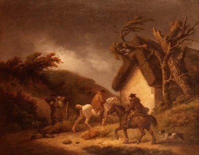 Stürmische Waldlandschaft mit Reisenden von George Morland