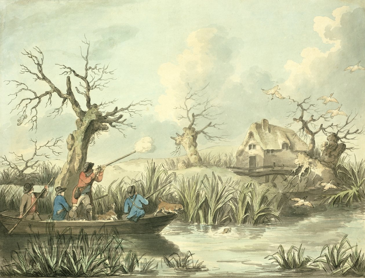 Entenjagd, geätzt von Thomas Rowlandson (1756-1827), veröffentlicht von J. Harris, 1789 (kolorierte Ätzung) von George Morland