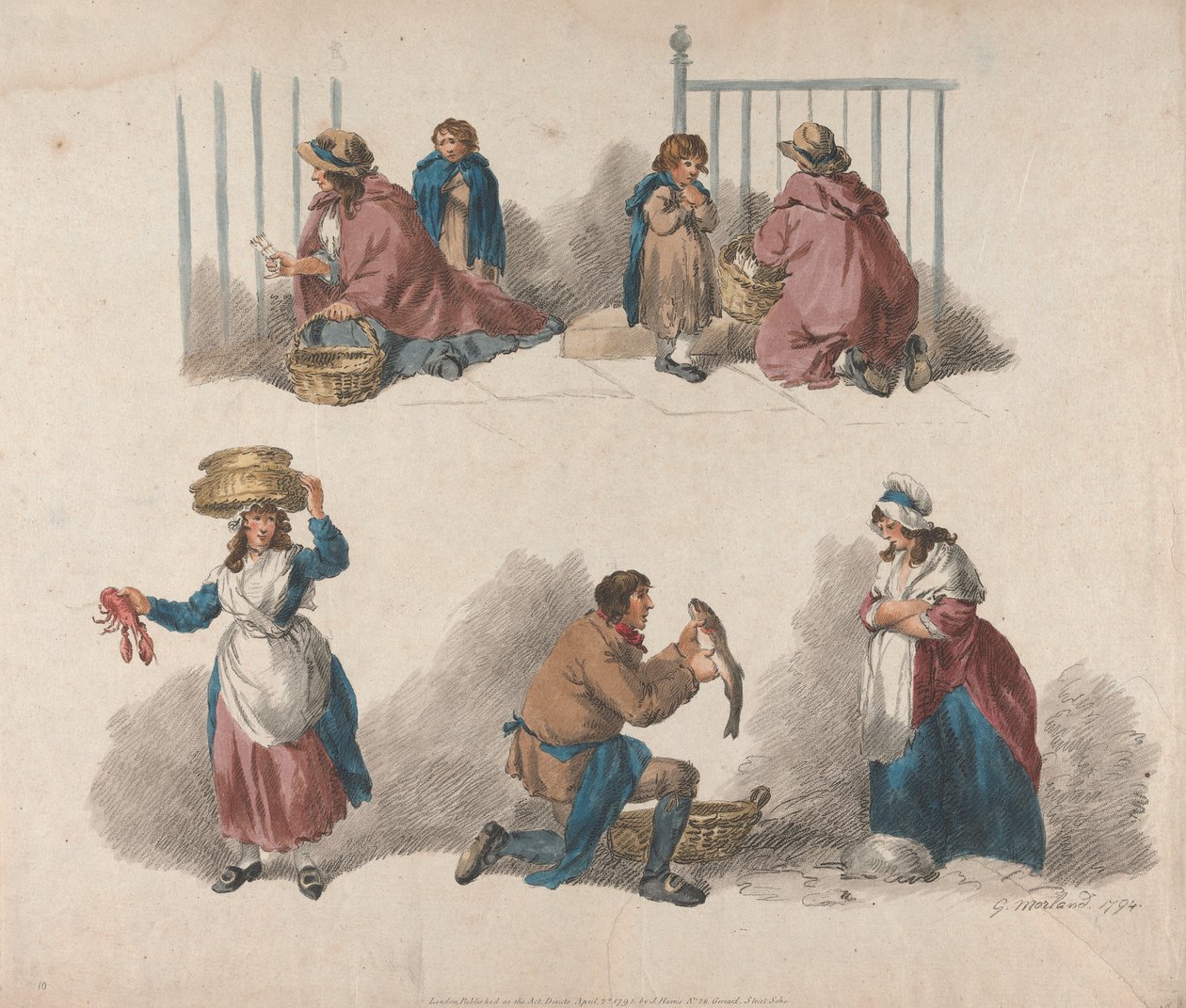 Satz von fünf: Fünf Studien von Hausierern von George Morland