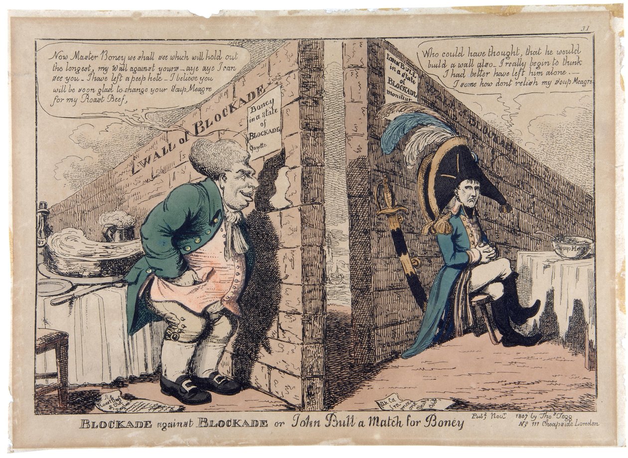 Blockade gegen Blockade oder John Bull ein Gegner für Boney von George Moutard Woodward