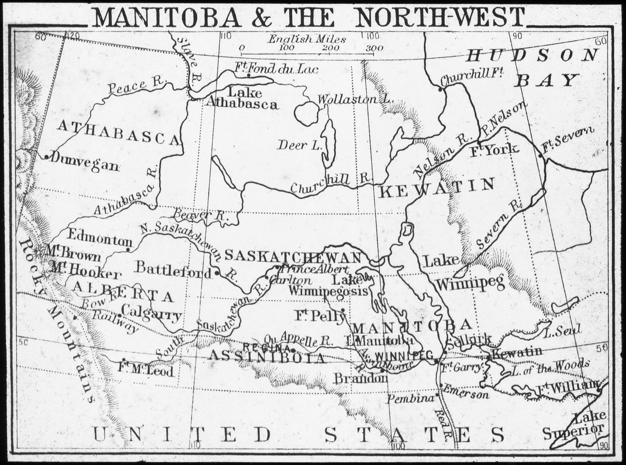 Karte von Manitoba und dem Nordwesten, Kanada von George Philip and Son Ltd