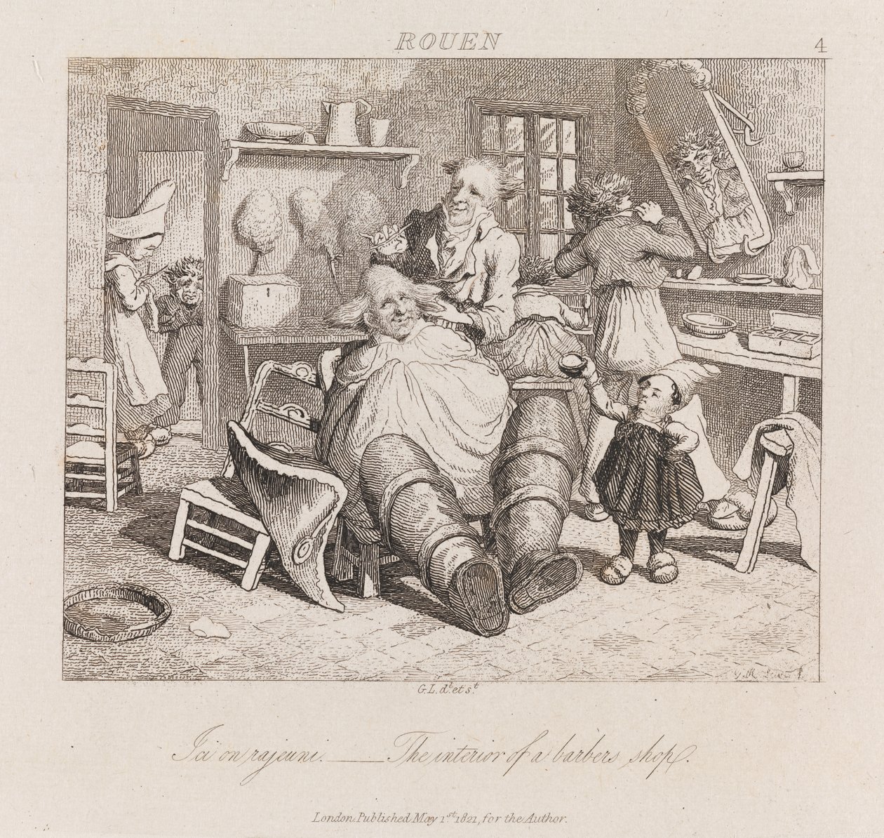 Friseursalon, Rouen, ca. 1821 von George Robert Lewis