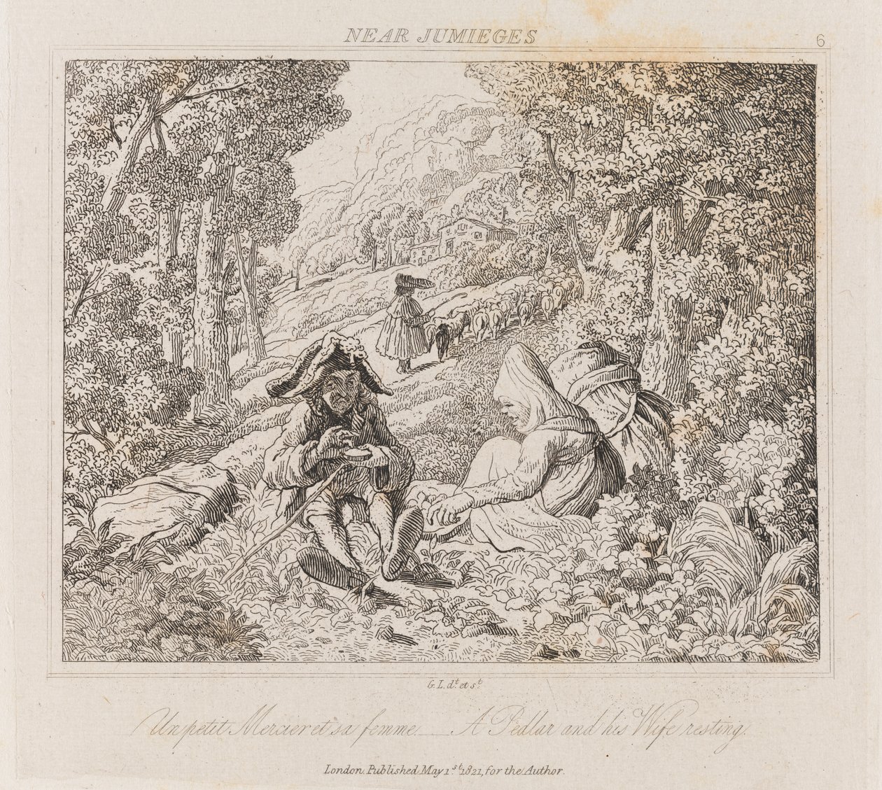 Hausierer und Frau in der Nähe von Jumieges, c.1821 von George Robert Lewis